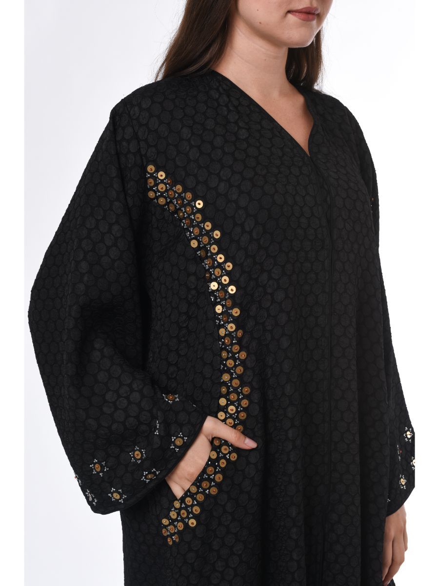 MOiSTREET Black Exotic Abaya with Hand Embroidery