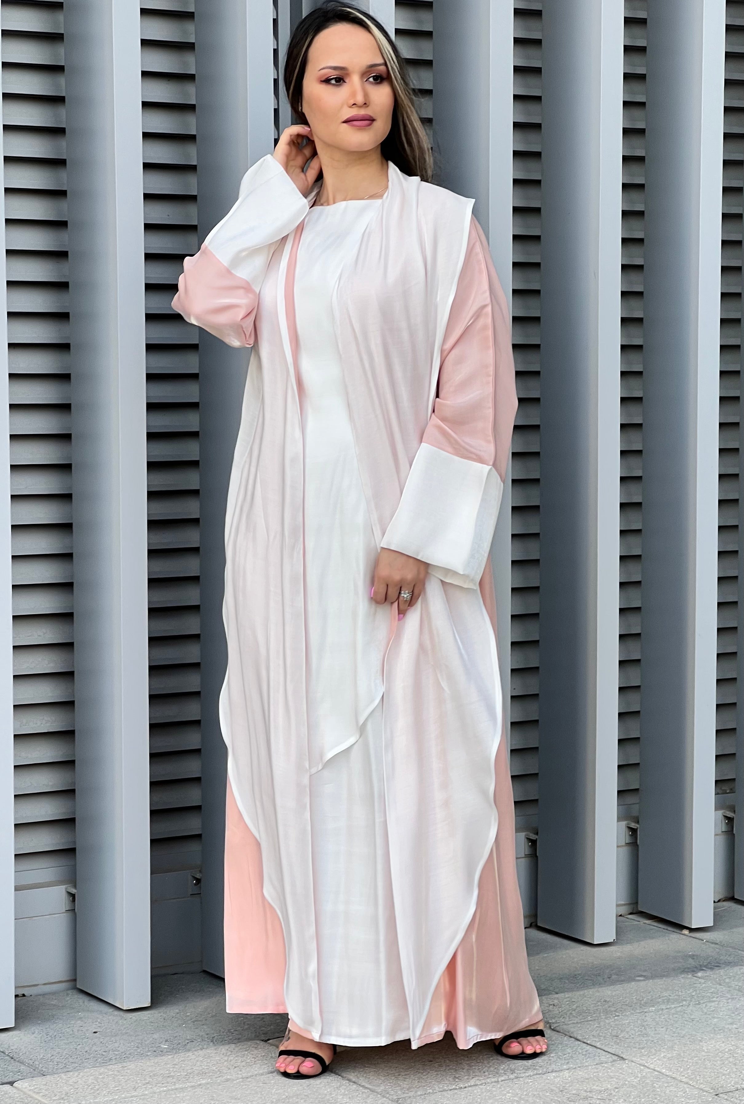 MOiSTREET Rotana Shimmer  Abaya Set With Under Dress And Sheila