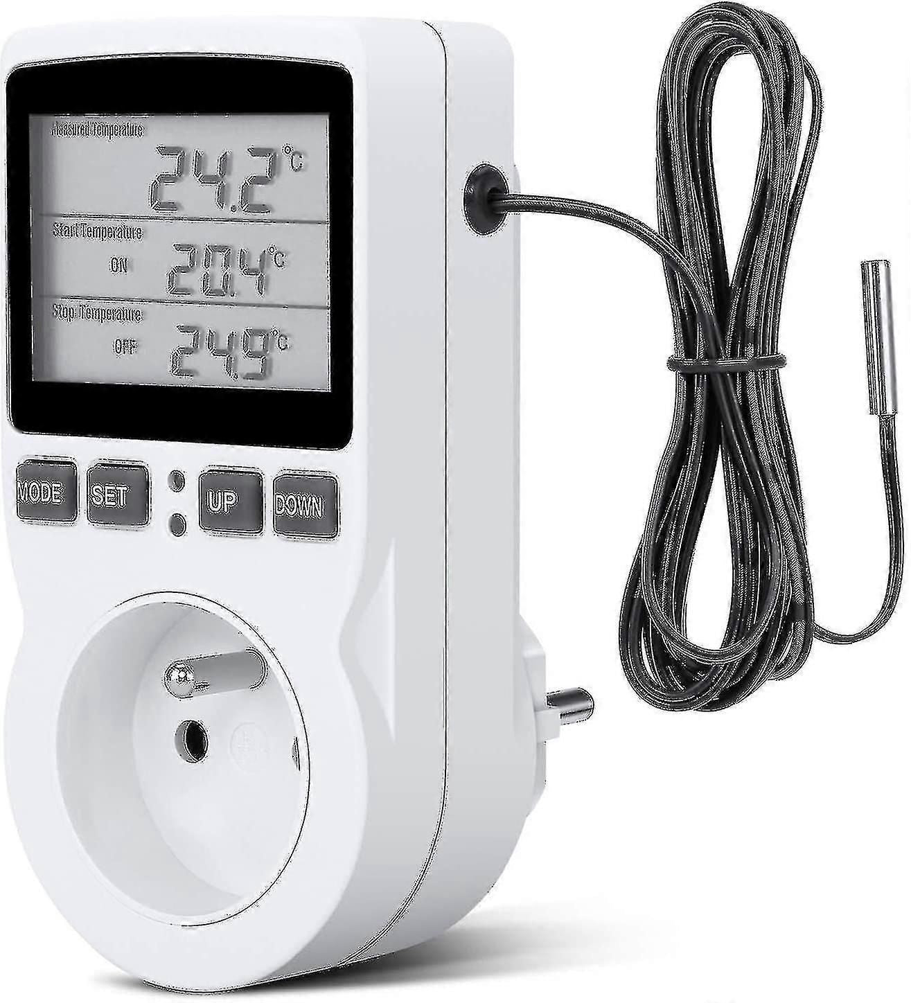Digital Thermostat Socket for Greenhouse/Terrarium - 230V Heating/Cooling Temperature Controller with LCD Display