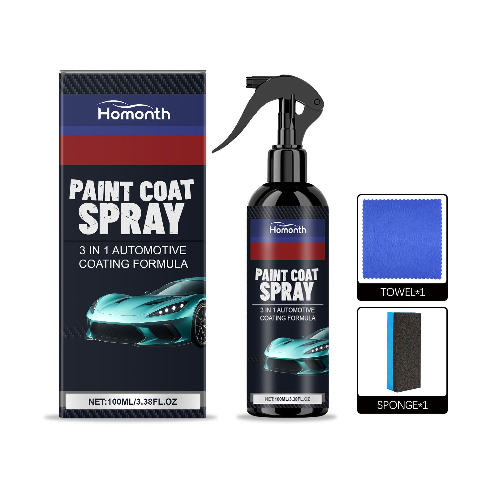 3-in-1 Ceramic Coating Spray, Automotive Surface Protection, Waterproof, Mirror Finish ,1set