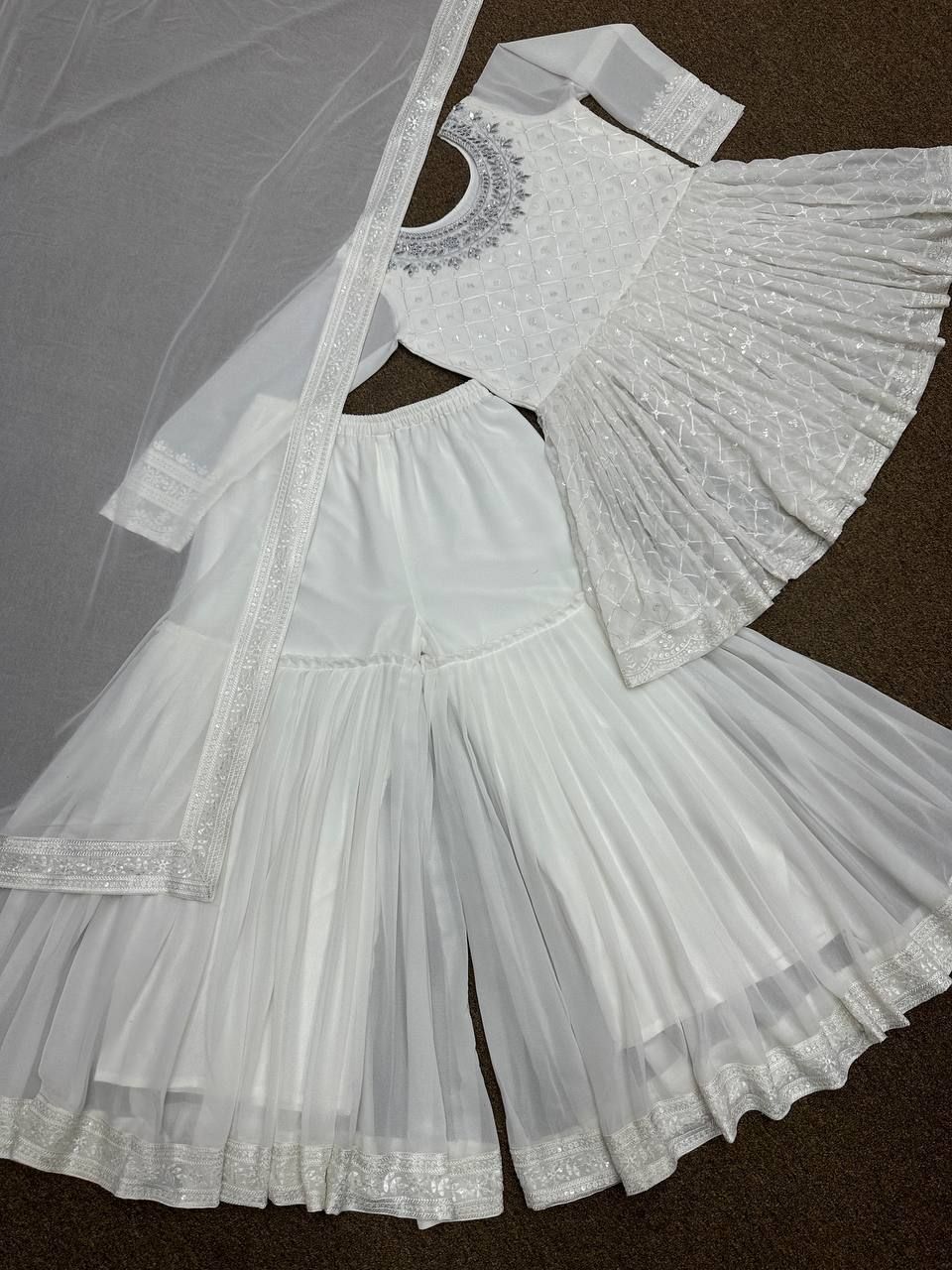 Party Wear Top-Bottom And Dupatta With Embroidery Sequence Work