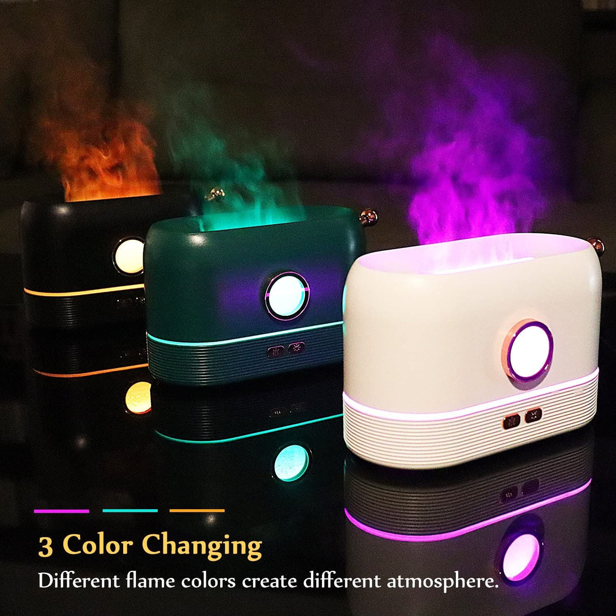 Aroma Diffuser For Essential Oils Color Changing Flame Air Humidifier For Home Office