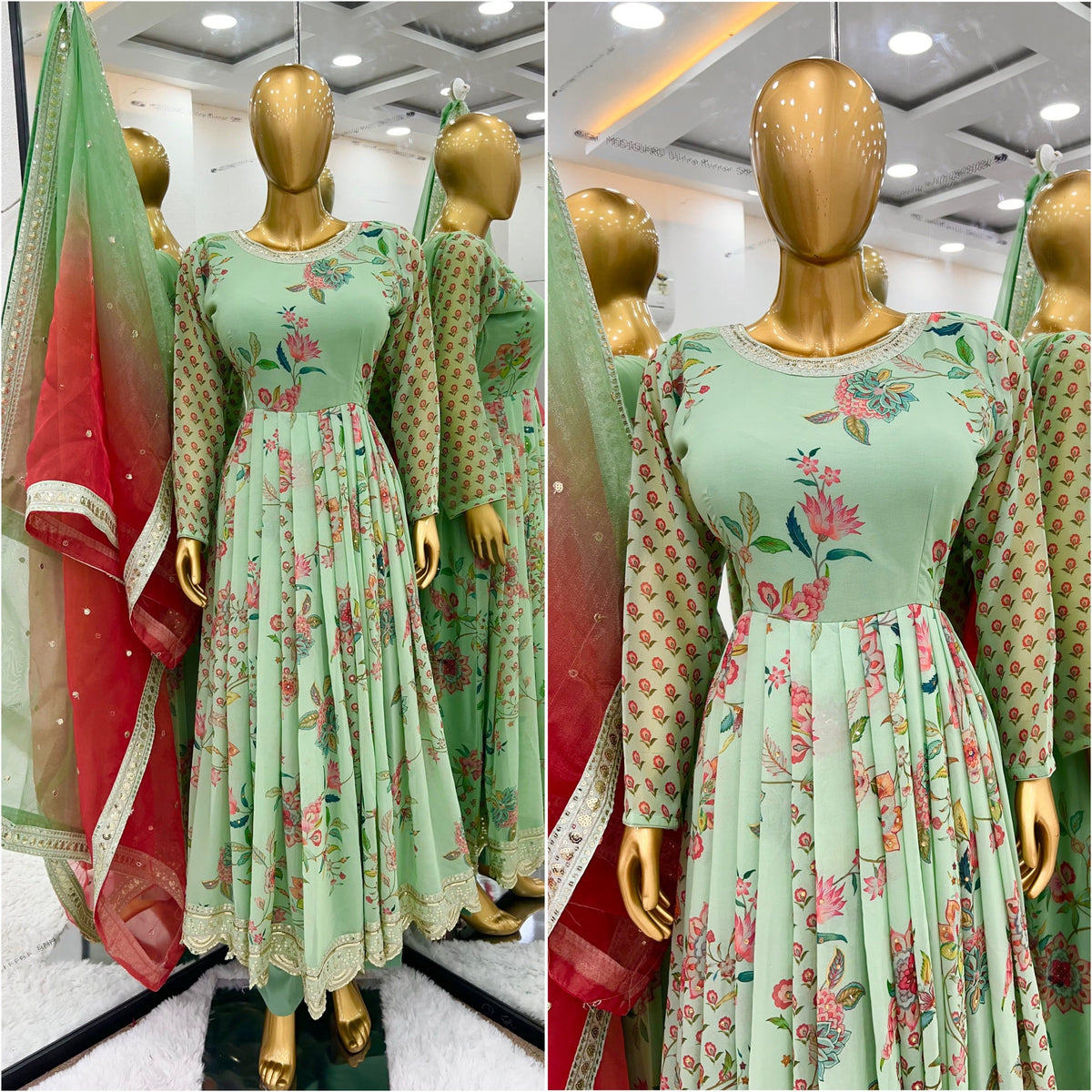 Fab Zone Top-Bottom And Dupatta With Heavy Embroidery Coding Dori-Sequence Work For Women