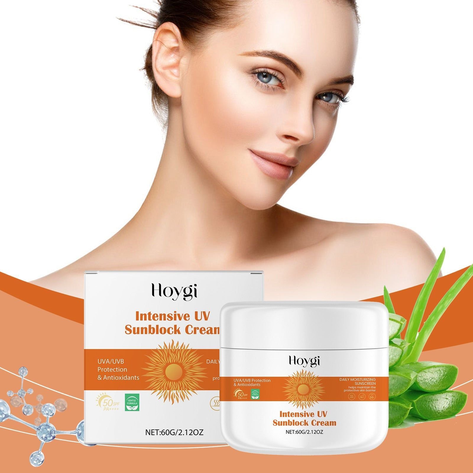 Anti-Aging Sunscreen Moisturizer, SPF 50, Hydrating, UV Protection, Anti-Wrinkle, Daily Face Body Care ,60g