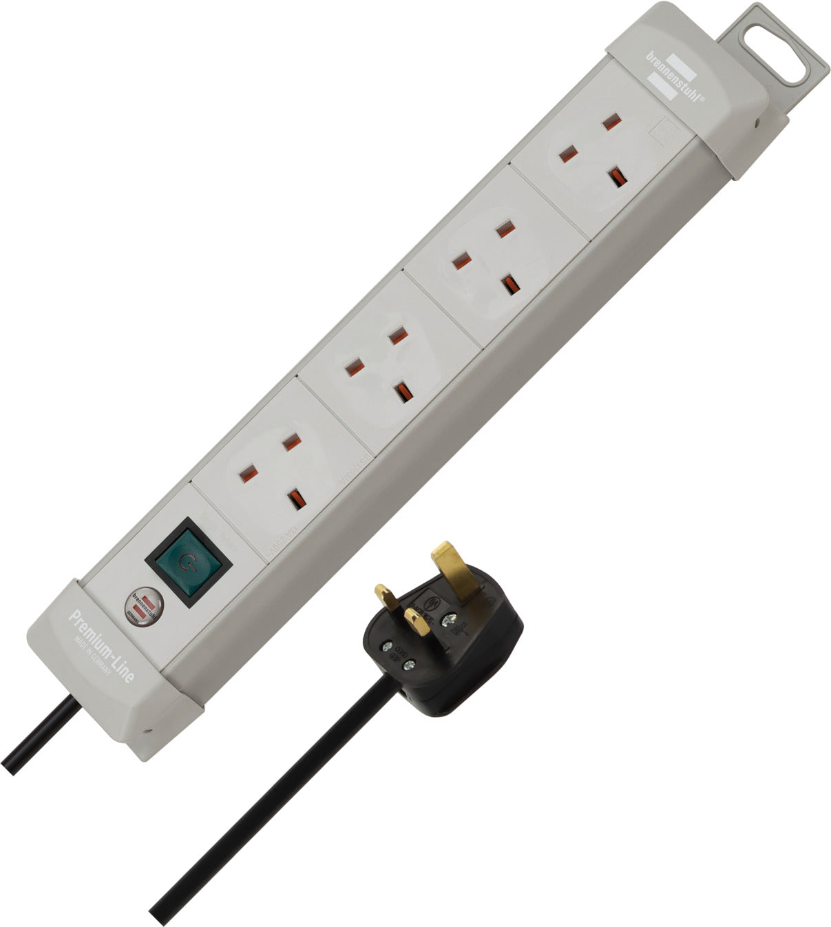 Brennenstuhl 1955543100 مقبس تمديد رباعي الاتجاهات من سلسلة Premium Line بطول 1.8 متر، رمادي