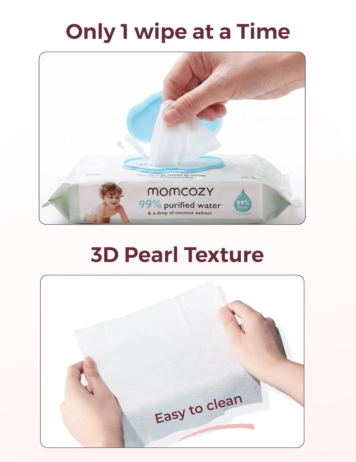 Momcozy Water Wipes - Extra Large Size Design