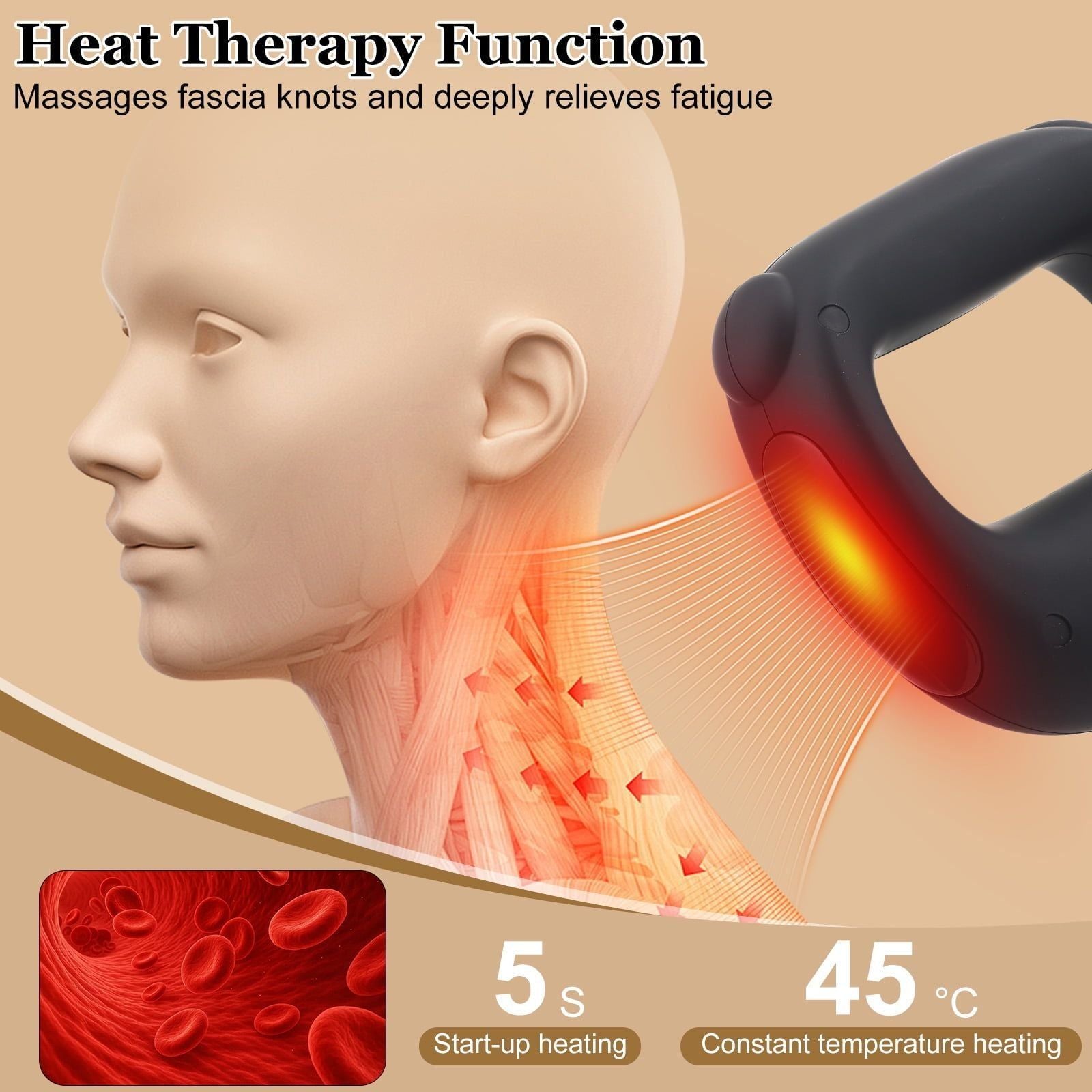 Electric Fascia Ring Vibration Massager with Heat Deep Tissue Messager Mini Yoga Ring