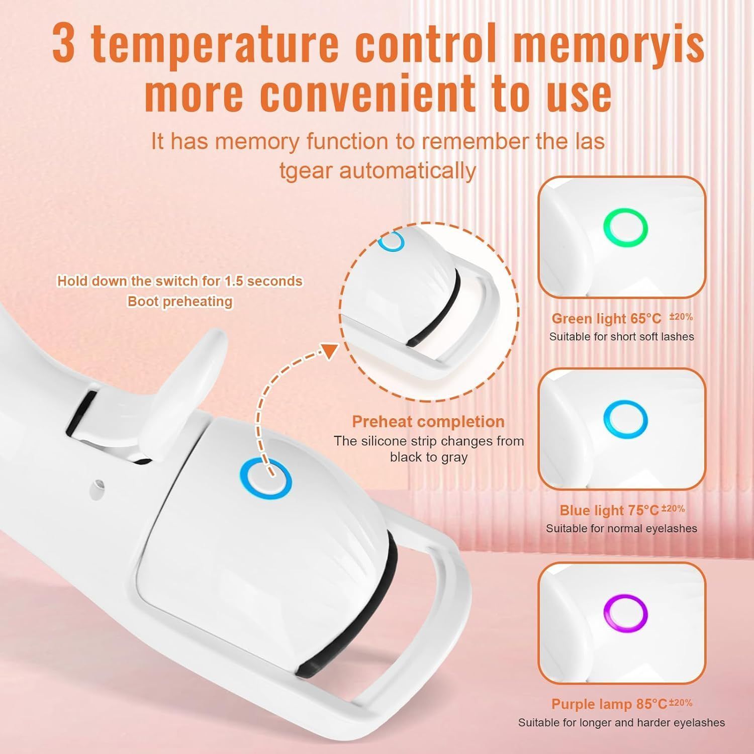 Heated Eyelash Curler Rechargeable Electric Eyelash Curler Lash Curling Tool