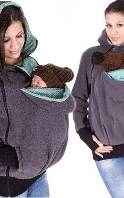 Multi Function Kangaroo Hooded Sweatshirt Baby Carrier Coat Pregnant Jacket For Women