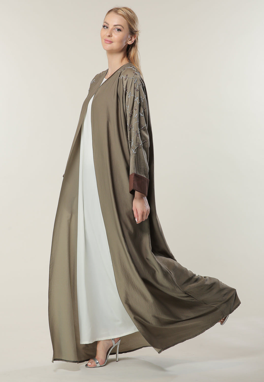 MOiSTREET Tan Abaya with Handwork