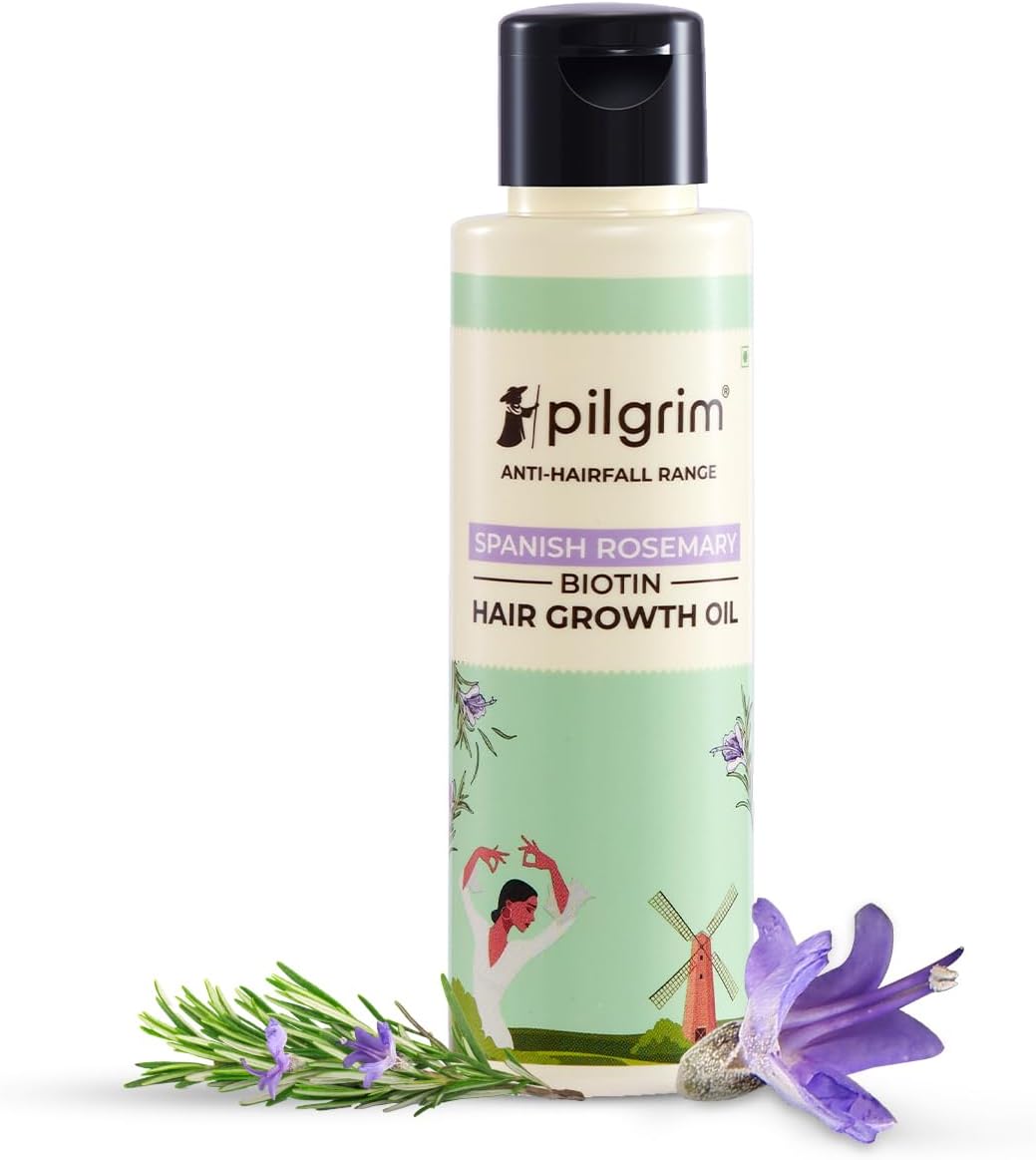 شامبو وبلسم Pilgrim Spanish Rosemary & Biotin المضاد لتساقط الشعر وزيت تنمية الشعر + سيروم Pilgrim Vitamin C Brightening Face Serum 5Ml مجانًا