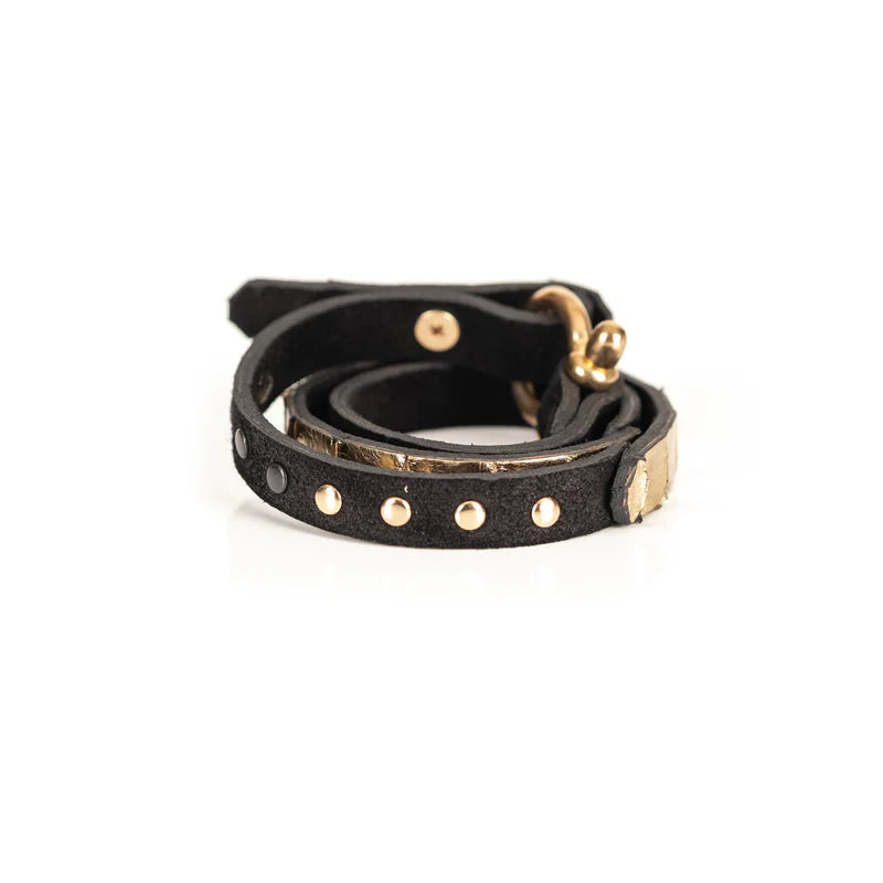 The Dark Gold Python Double Wrap Leather Bracelet Sale price