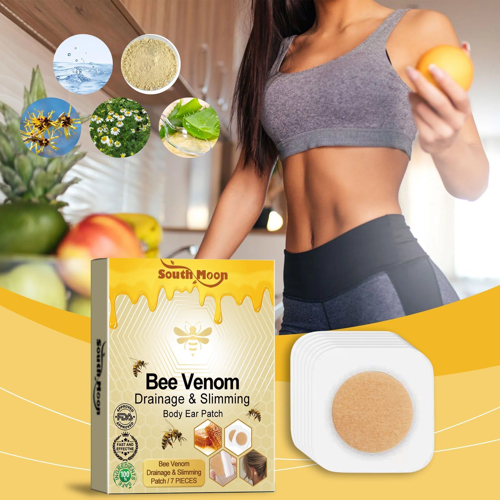 Bee Venom Ear Patch for Bodybuilding, Slimming, and Fat Loss, Boost Metabolism ,7pieces