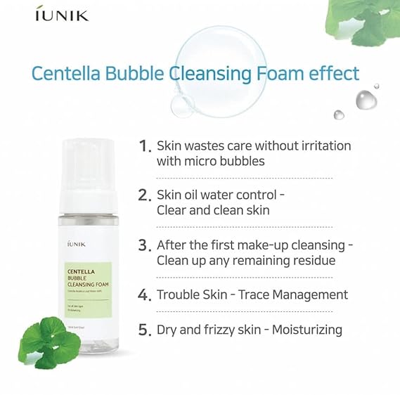 IUNIK Centella Bubble Foaming Vegan Facial Cleanser