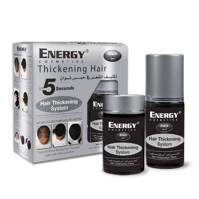 Energy Cosmetics Hair Thickening System, Black, 1 Kit