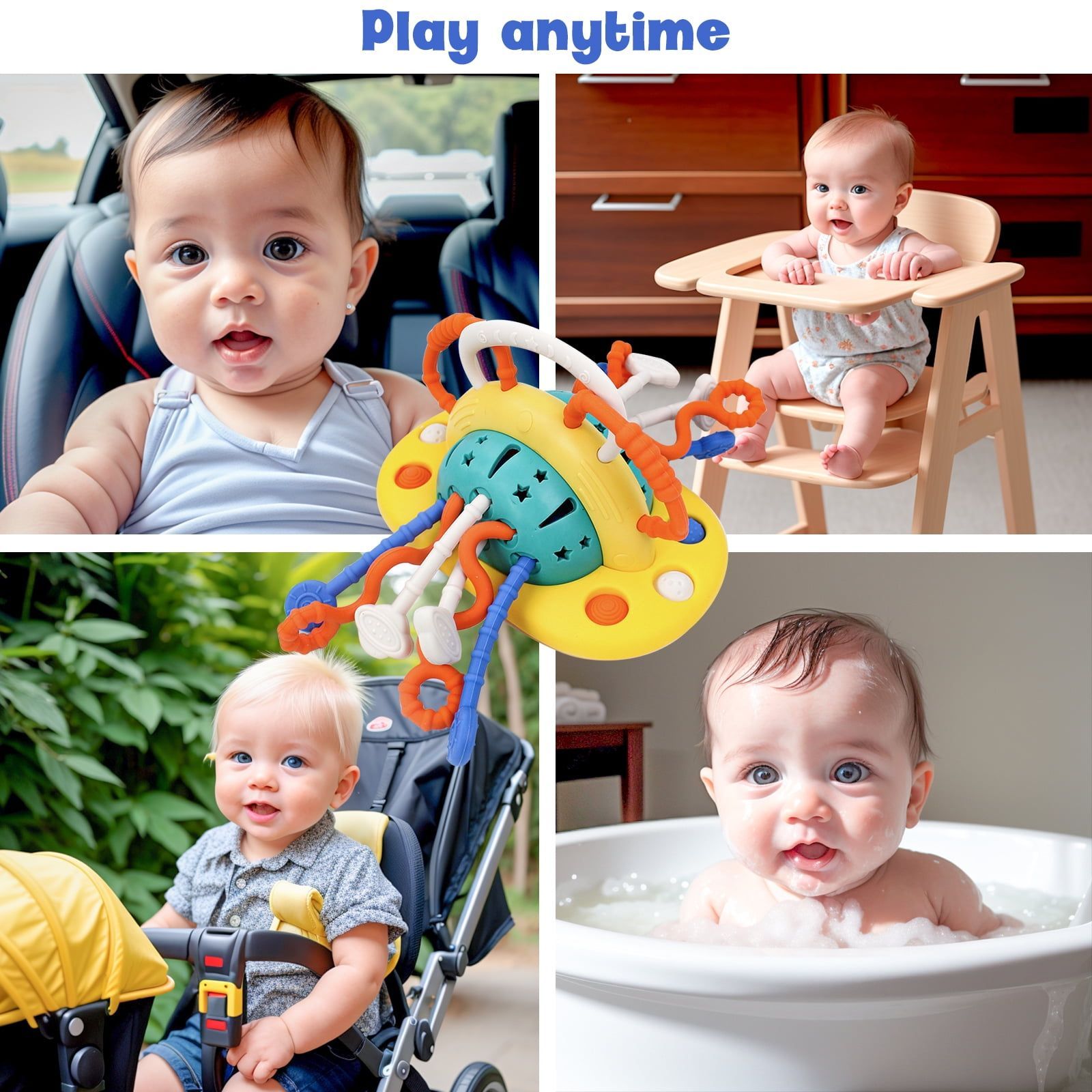 Baby Toys High Chair Toys with Suction Cup Toddler Pull String Montessori Toys for 6 12 Month Child