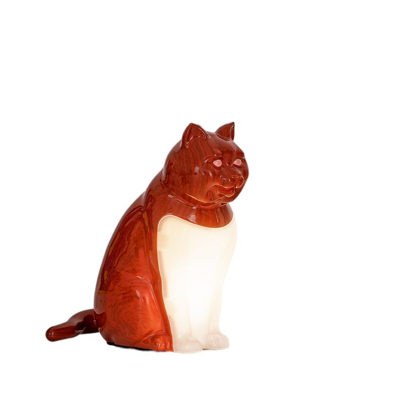 USB Rechargeable Cat Night Light with Wood Grain Finish