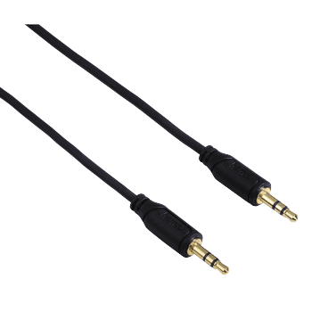 Hama 135780 "Flexi-Slim" 3.5 mm Audio Jack Cable, gold-plated, black, 0.75 m
