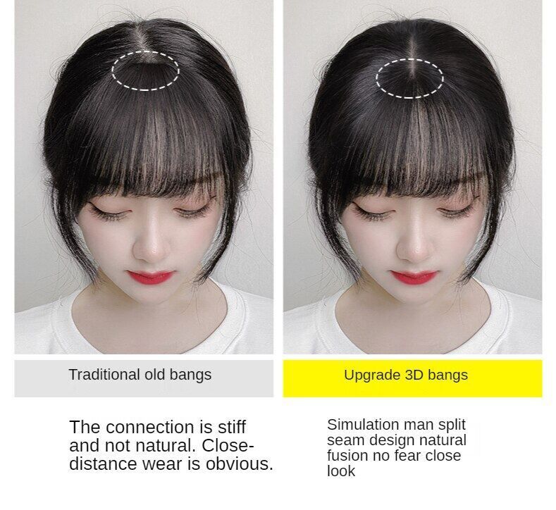 Natural 3D Air French Bangs Wig Piece Round Face Repairing Bangs Corrector