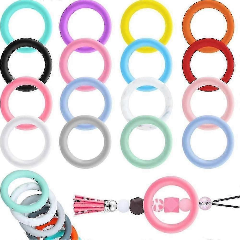 16 Pcs Silicone Beadable O Rings 65mm Round Silicone Loop With 2 Hole Beadable Frames Silicone Pendant