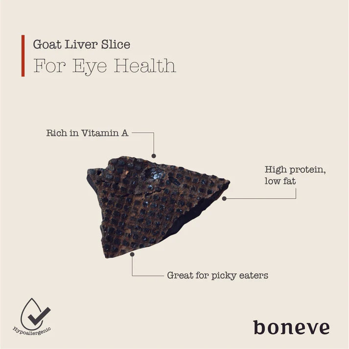 Boneve Air-Dried Free-Range Grass-Fed Goat Liver Slice Dog Treat - 120G