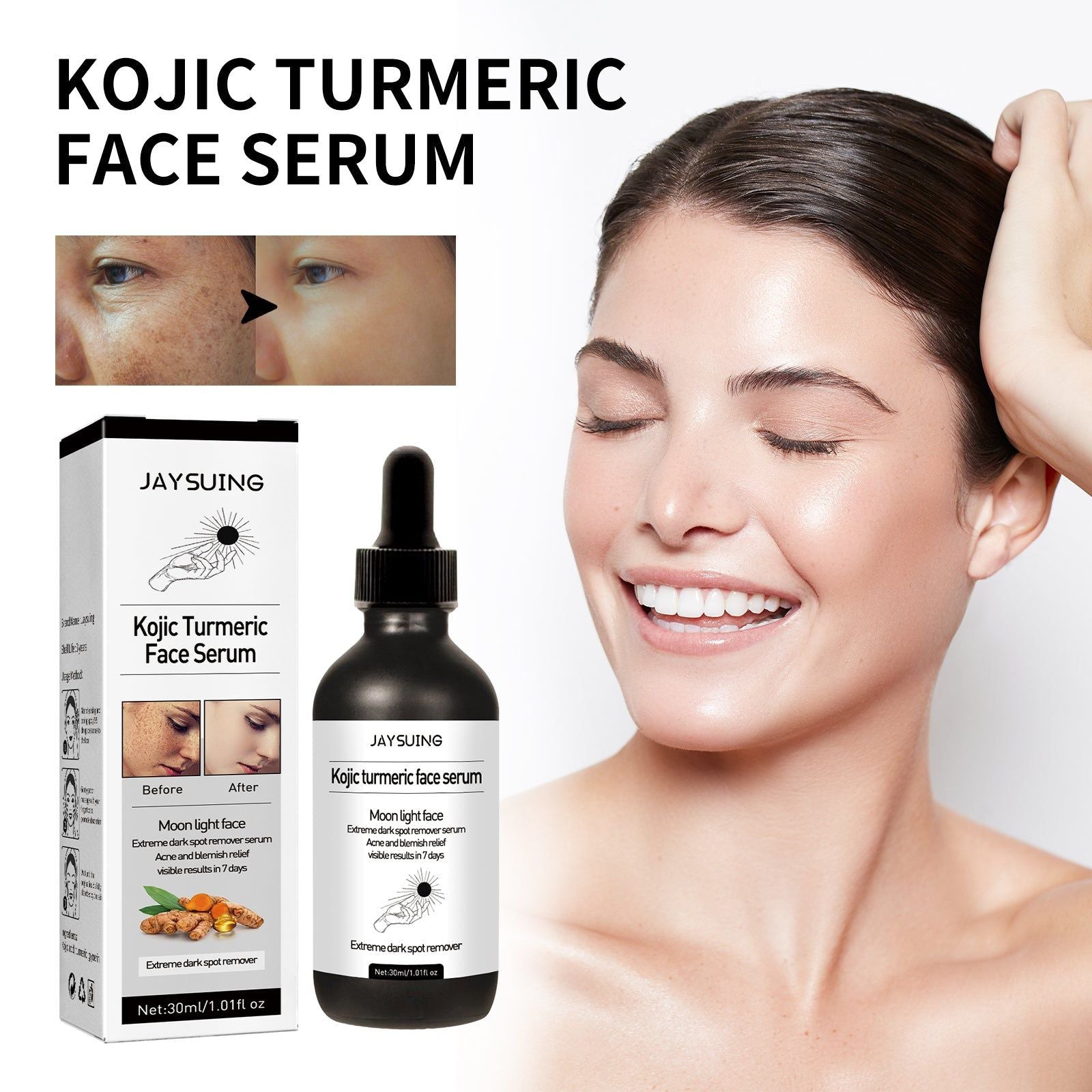 Brightening Dark Spots Serum, Fade Melanin, Lighten Skin Tone, Moisturize ,30ml