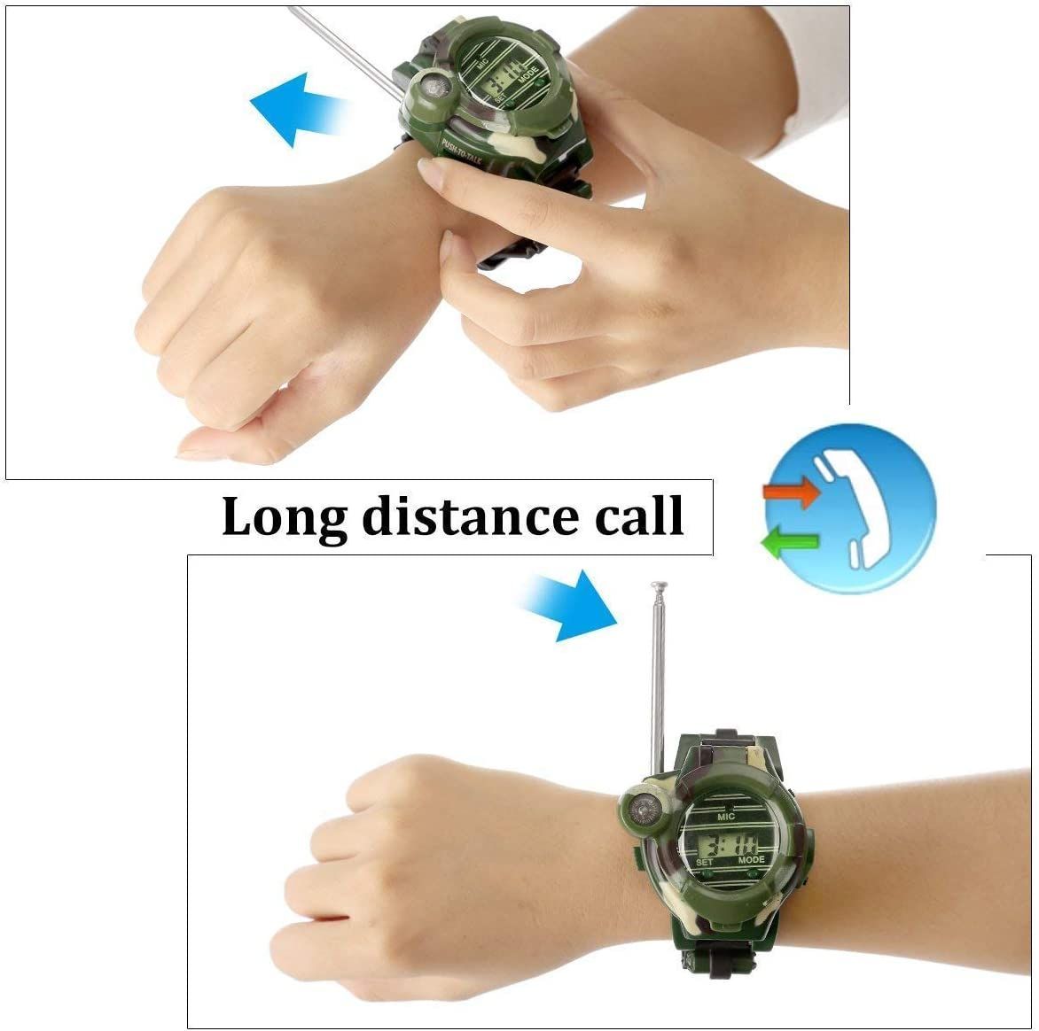 2Pcs Walkie Talkie 7 in 1 Kids Spy Devices Watch Set With Flashlight For Outdoor