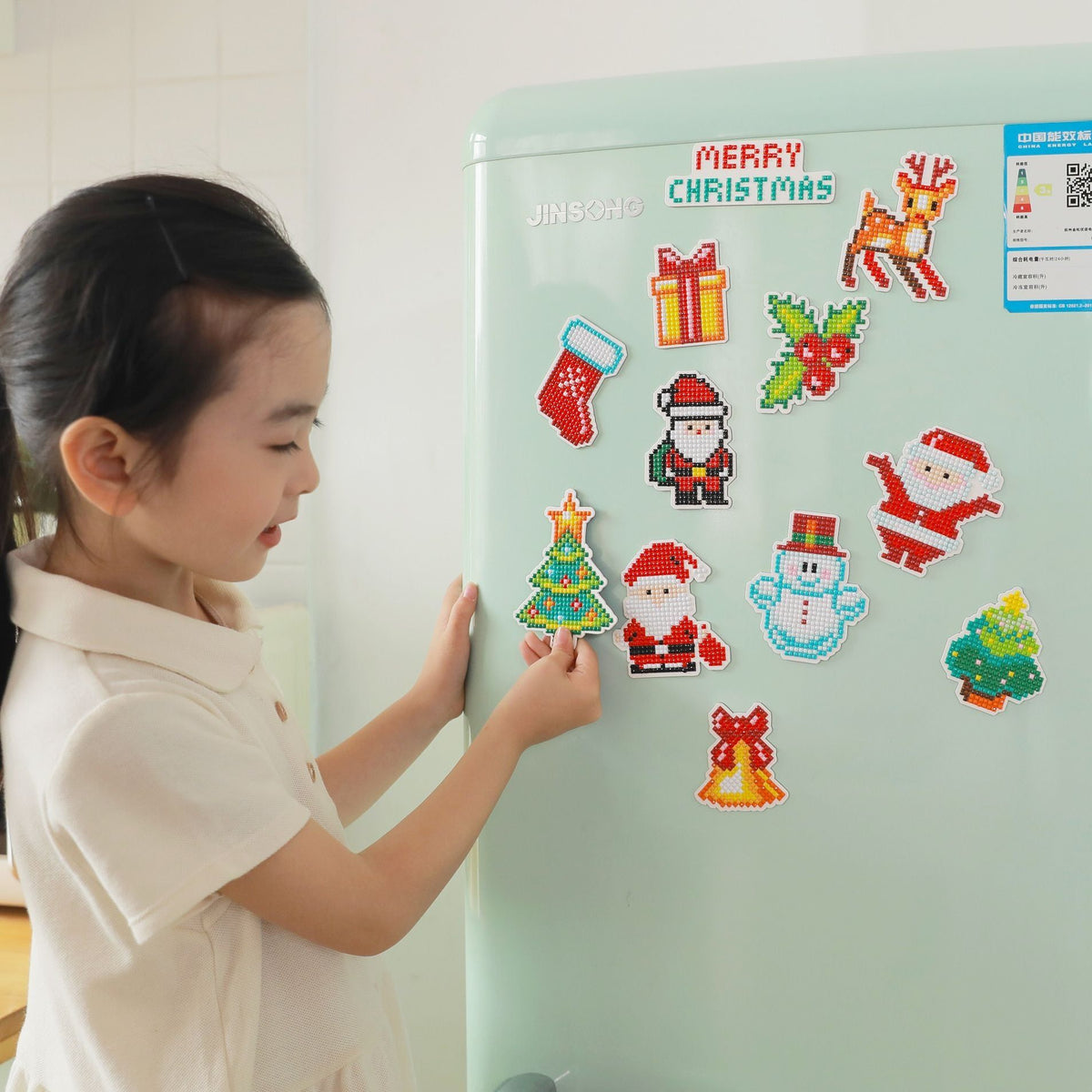 Christmas Diamond Stickers Kids DIY Diamond Painting Fridge Magnets Kits
