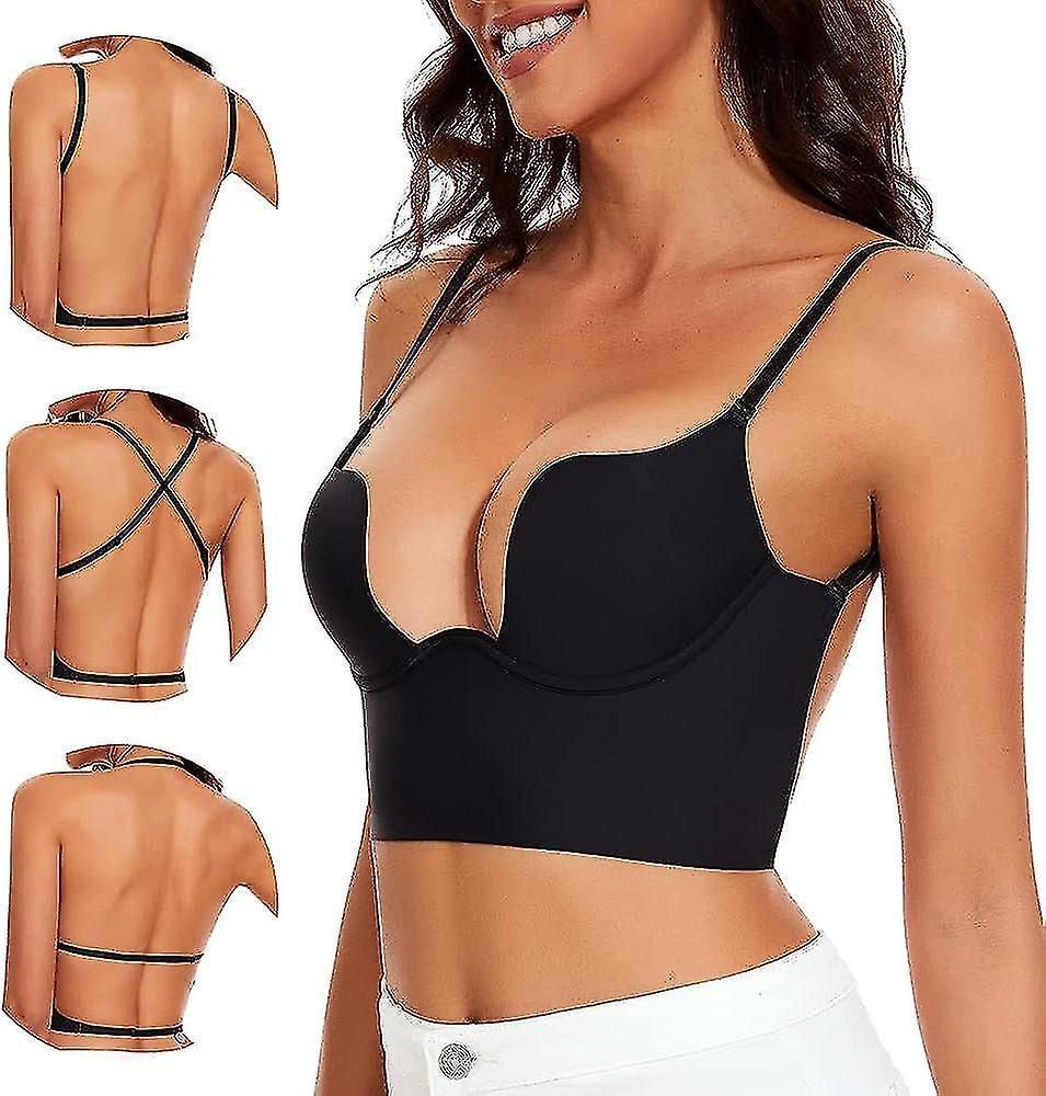 2024 New Low Back Bras For Women-seamless Deep U Plunge Backless Bras Convertible Multiway Low Cut Open Back Bra Halter Bras Free Shipping