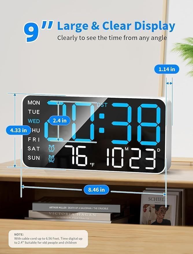 Digital Alarm Wall Clock Large LED Display Table Clock for Home Office Bedroom Living Room