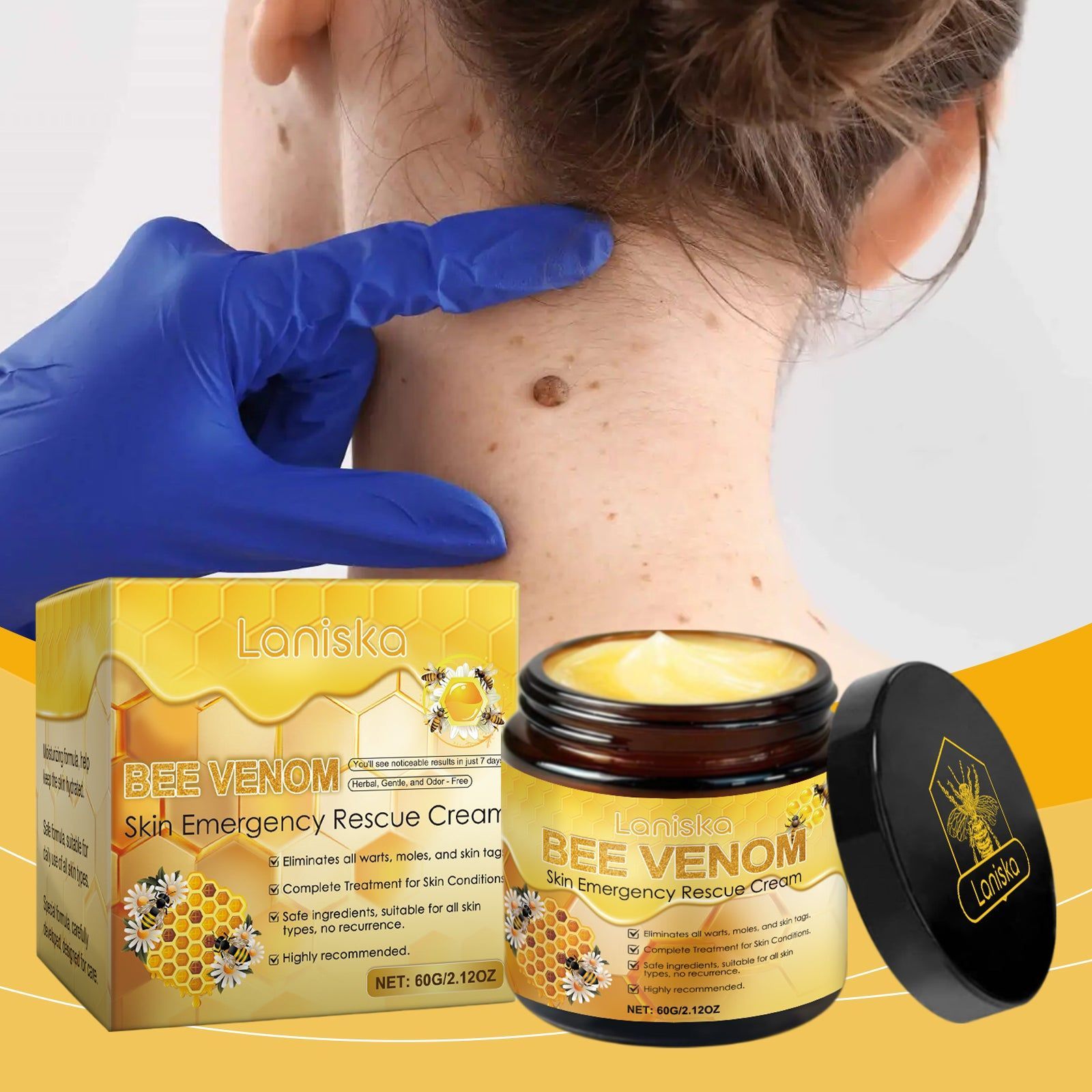 Bee Venom Skin Care Cream, Gentle Moisturizer, Wart Remover, Natural Skin Care ,60g