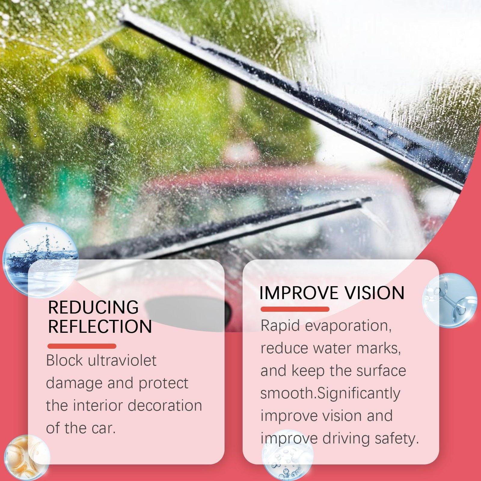 Crystal Clear Glass Cleaner Set, Anti-Rain, UV Protection, Car Window Cleaning ,1set