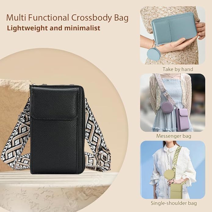 Women Small Crossbody Cell Phone Purse with Detachable Coin Case