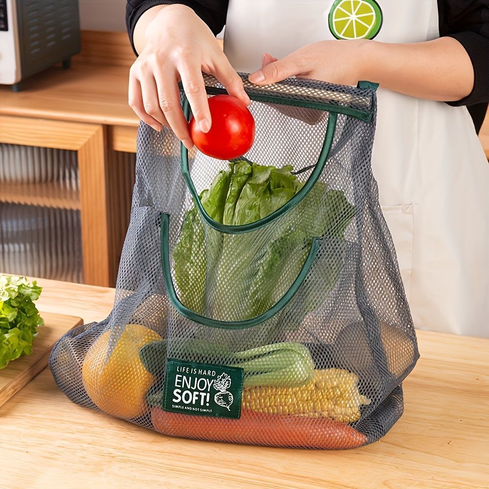 3pcs Kitchen Storage Hanging Bags Breathable Mesh Net Bag Kitchen Supplies