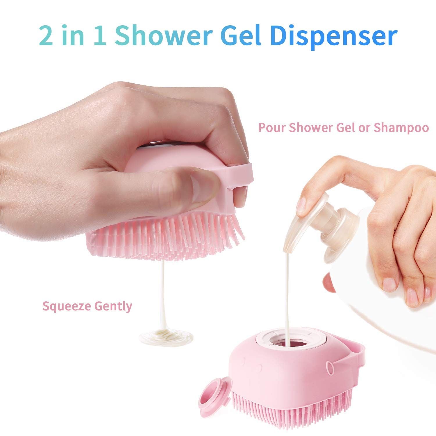 Silicone Massage Bath Brush with Soap Dispenser Handle Body Shower Scrubber