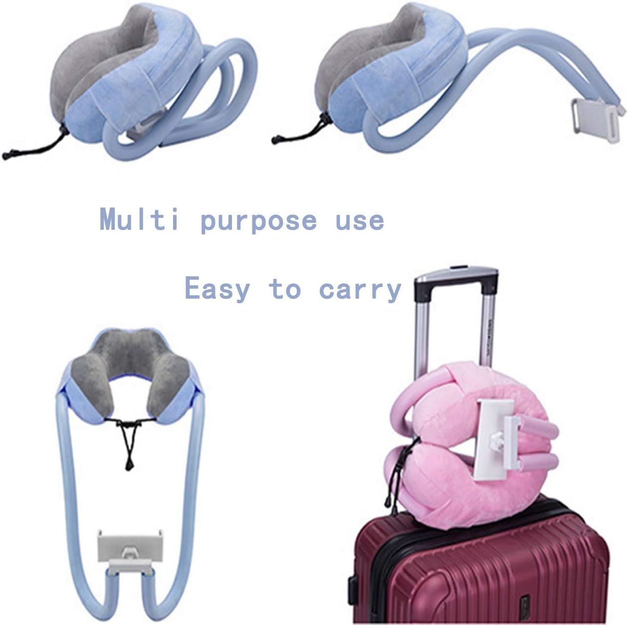 Neck Pillow Phone Holder Rotate Tablet Stand For Airplane Car Home
