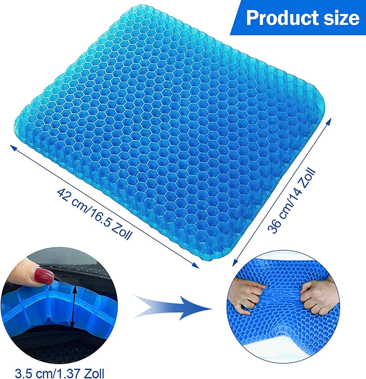 Cooling Car Seat Cushion Breathable Office Silicone Chair Mat Honeycomb Seat Pad