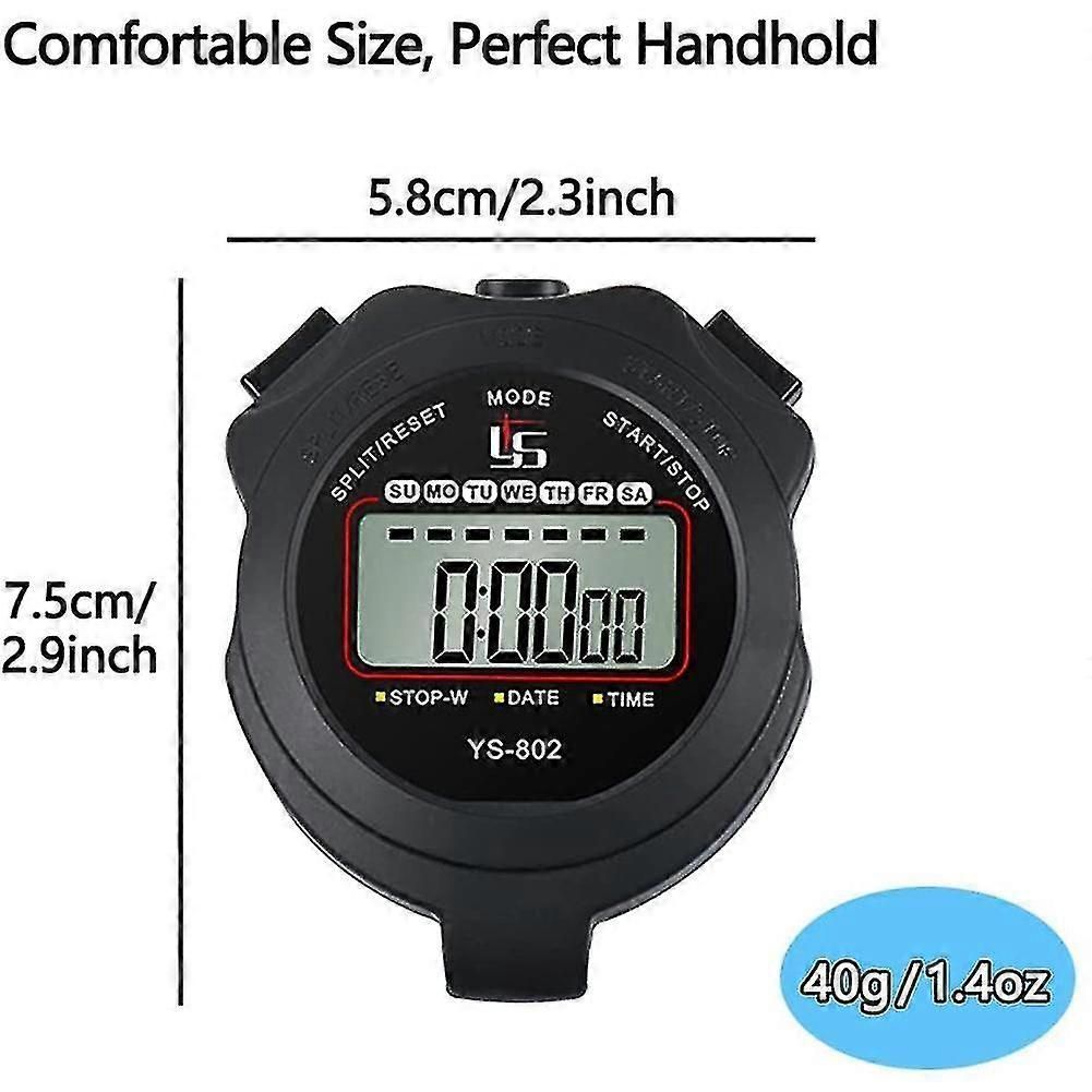 Shockproof Sports Stopwatch With Lap Split Timer Calendar and Clock
