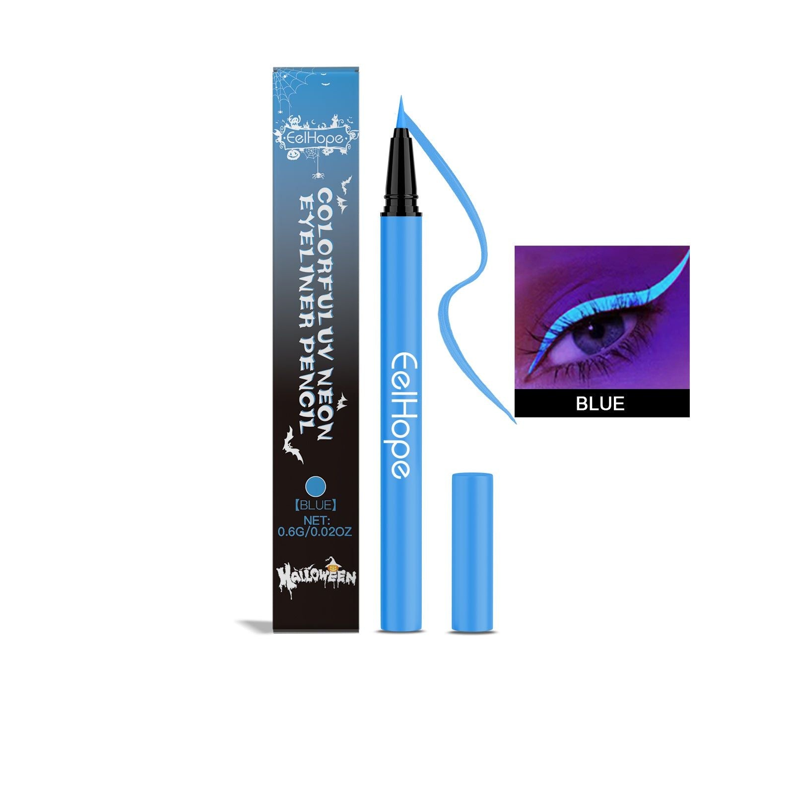 Neon UV Liquid Eyeliner, Silky Moisturizing, Long-Lasting, Perfect for Halloween Makeup ,0.6g