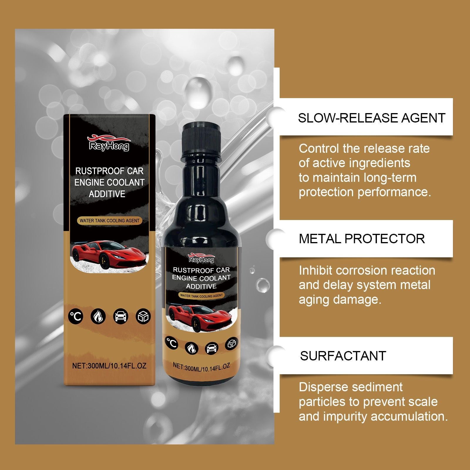 Boost Engine Life with Top-Rated Cooling System Protective Agent, Anti-Corrosion, Anti-Scaling, Automotive Protection ,300ml