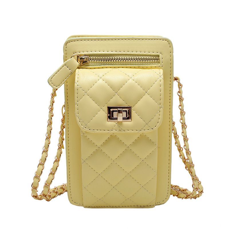 Ladies Rhombus Chain Shoulder Messenger Bag Mobile Phone Bag With Zipper