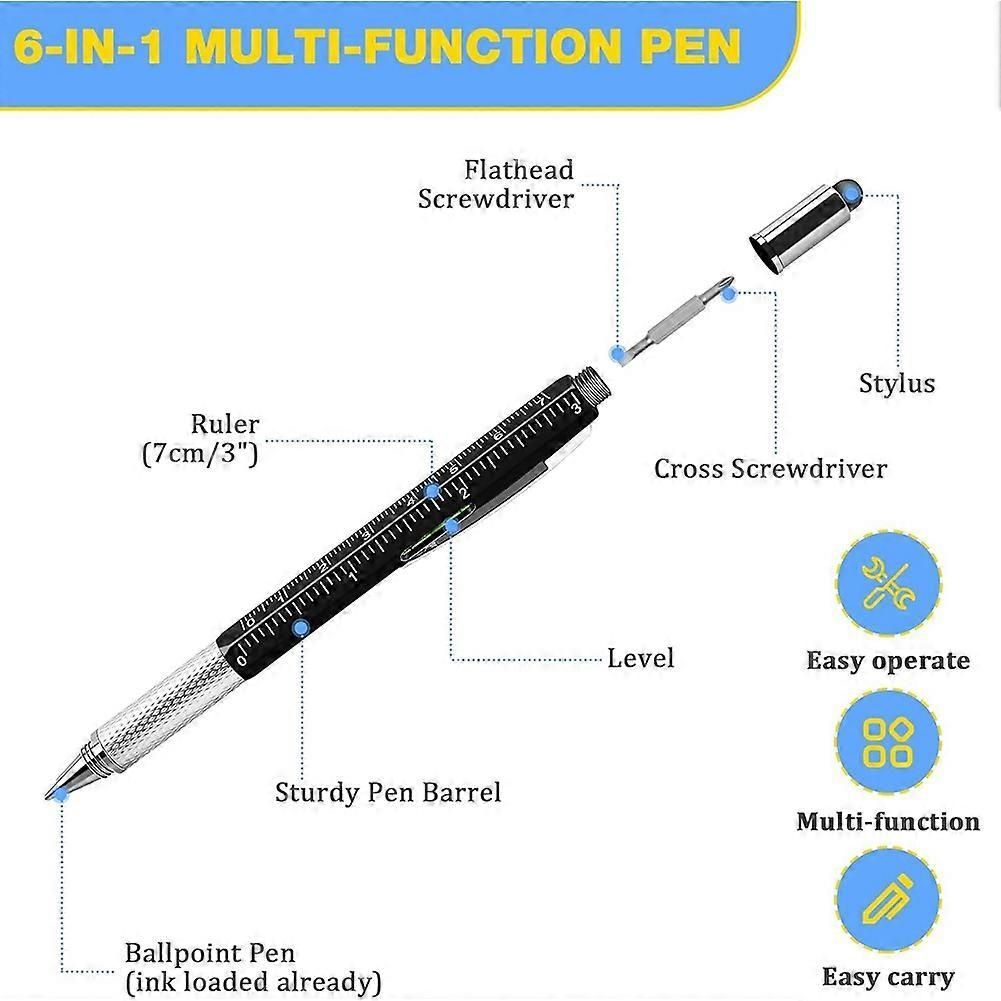 24 PCS 6-in-1 Multitool Pen with Ruler, Level, Stylus, Screwdrivers - Ideal Gift for Men