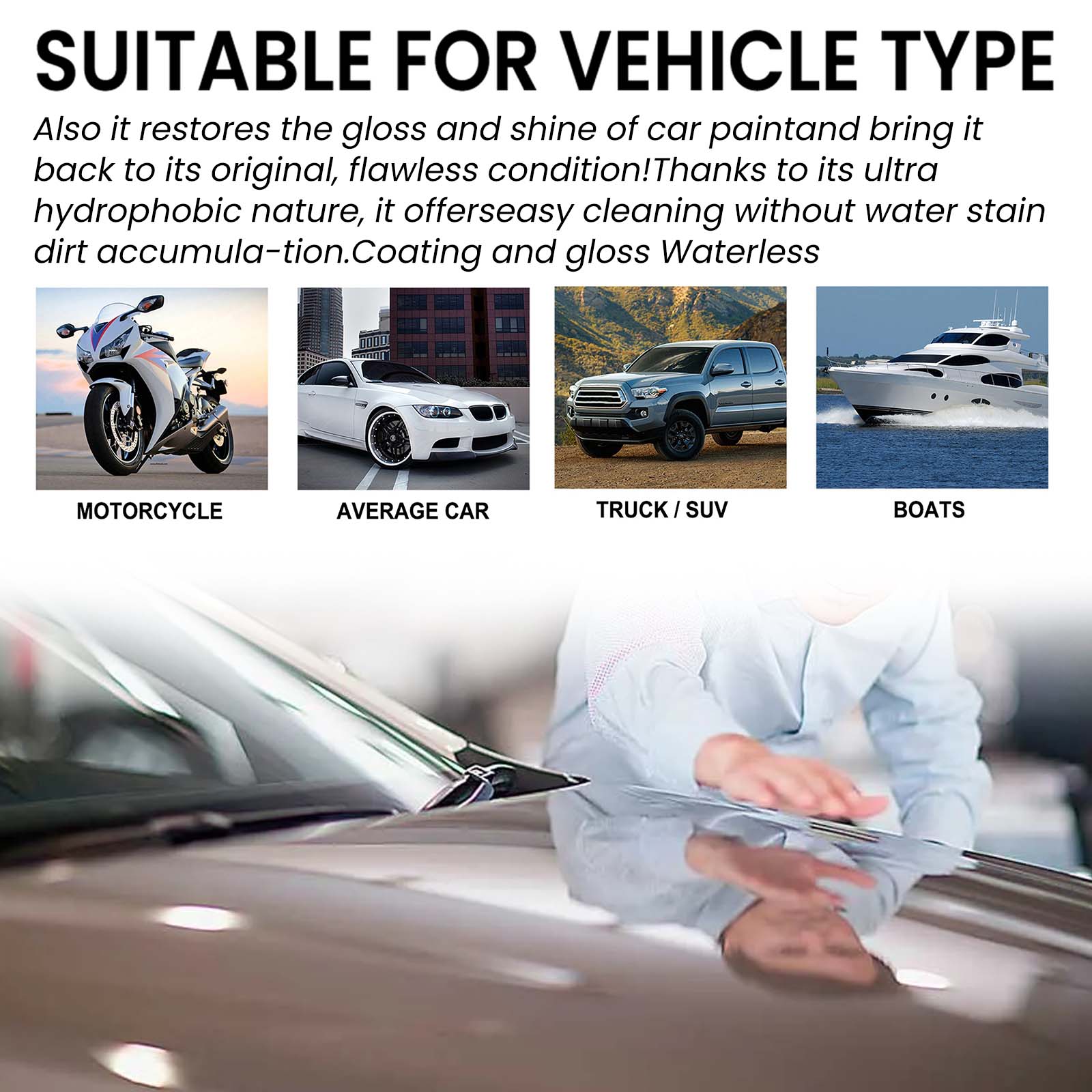 Auto Coating Spray, Super Hydrophobic Car Paint Repair, Scratch & Water Stain Protection ,120ml