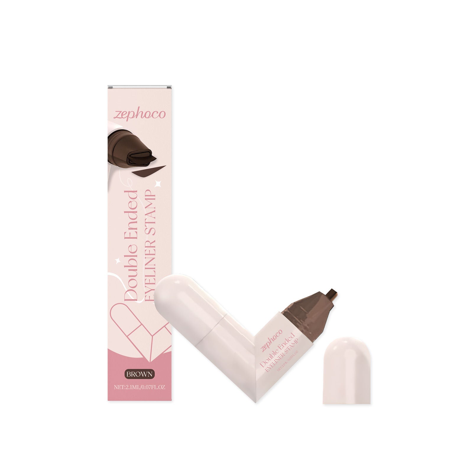 Brown Waterproof Double-Ended Eyeliner Pen, Easy Eye Makeup, Smudge-Proof, Portable ,2.1ml