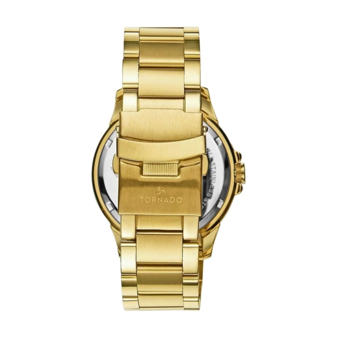 TORNADO Celestia Elite Men's Japanese Quartz Stainless Steel Gold Strap Watch