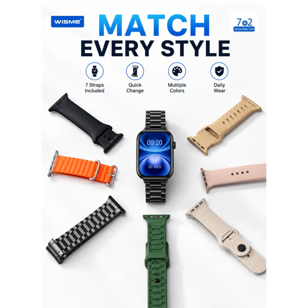 WISME X15 Smart Watch with 7 Bands + TWS Earpods
