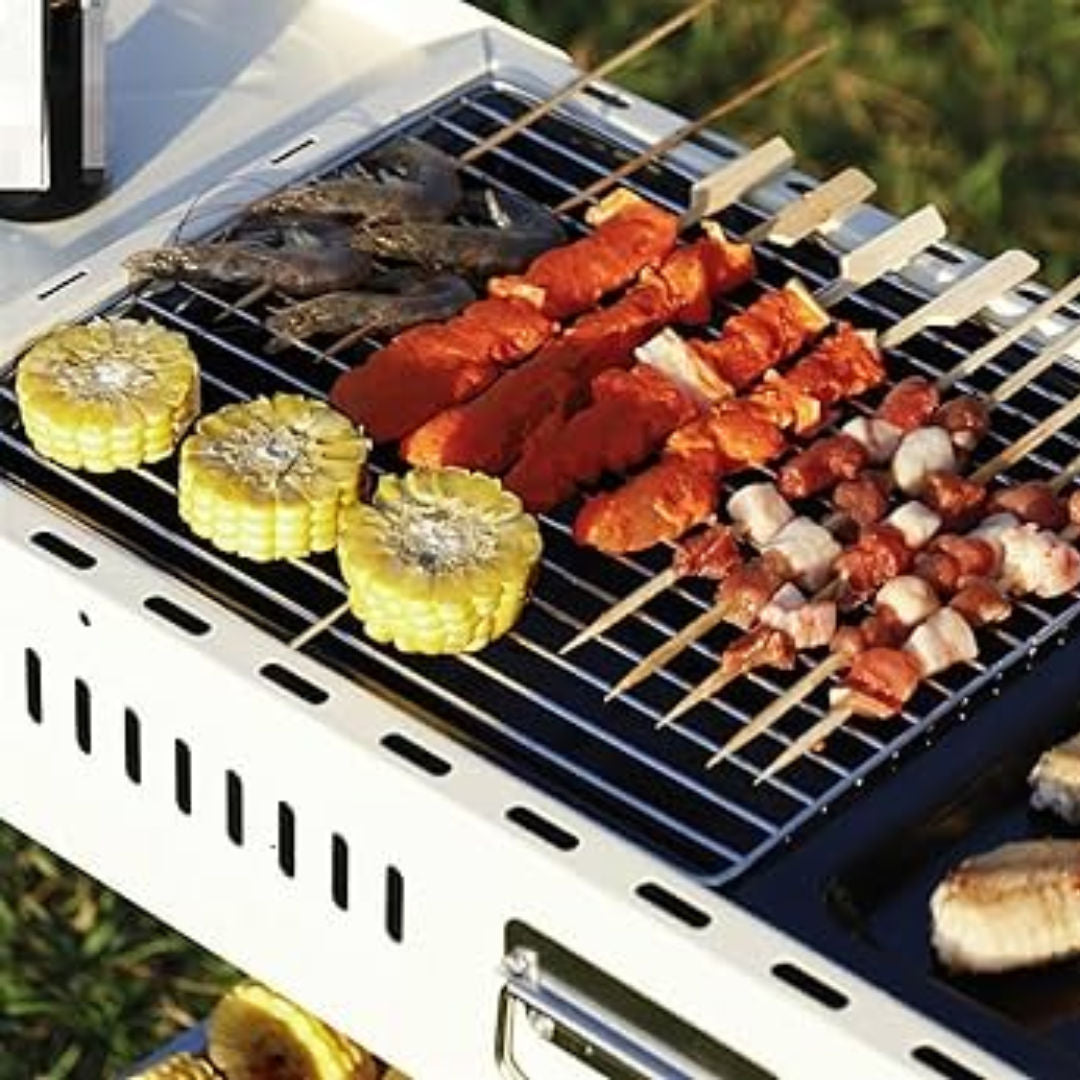 Porodo Lifestyle Camping Portable Charcoal Grill/Carbon Oven, White