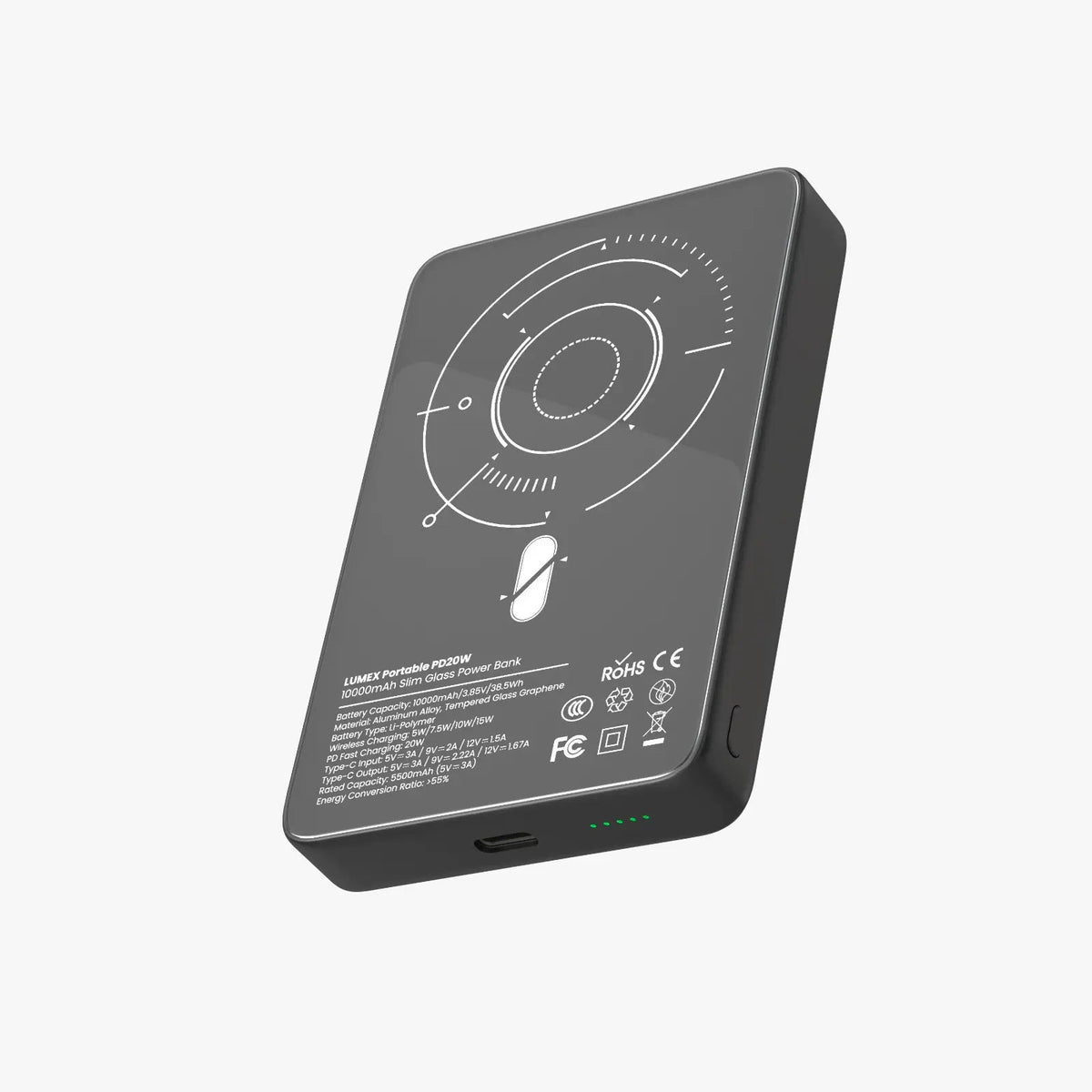 Levelo Lumex Slim Magnetic 10000mAh Power Bank, Lightweight and Travel-Friendly Build