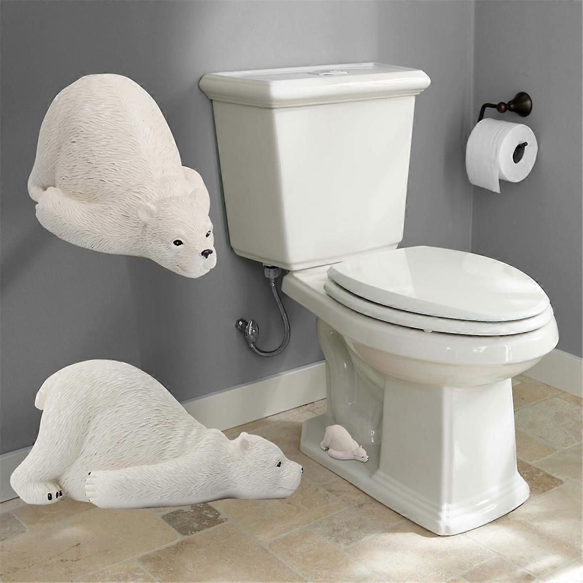 4PC Toilet Bolt Covers Resin Caps Cartoon Bear Toilet Bolt