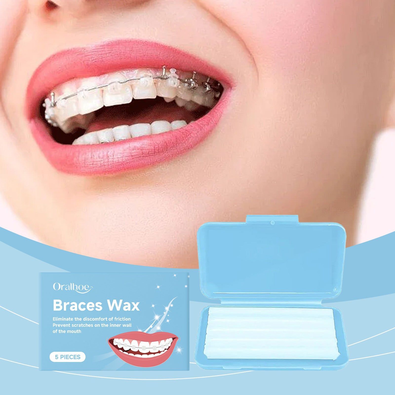 Retainer Wax for Braces, Oral Care, Comfort, Friction Reduction, Safe, Easy to Use ,5pcs